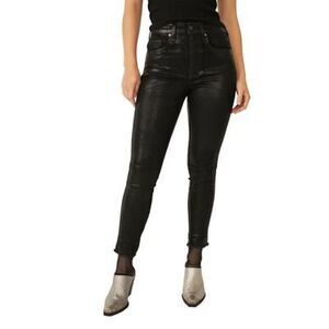 Free People Raw High Rise Coated Skinny Jeans In Coated Black - 25
